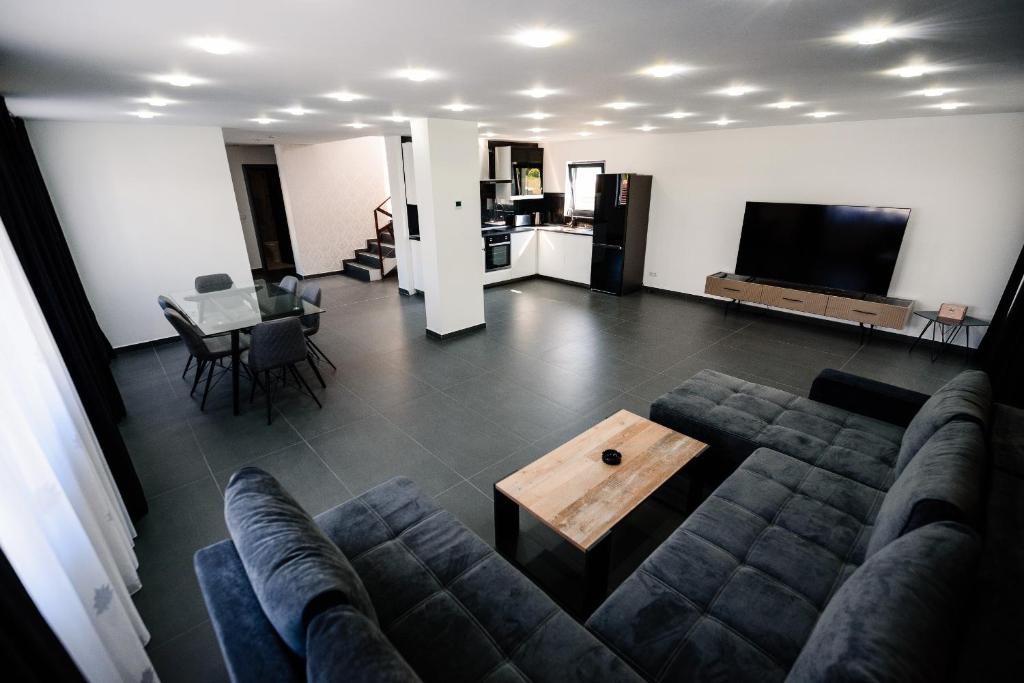 sala de estar con sofá y mesa en Concept Villa, en Livezeni