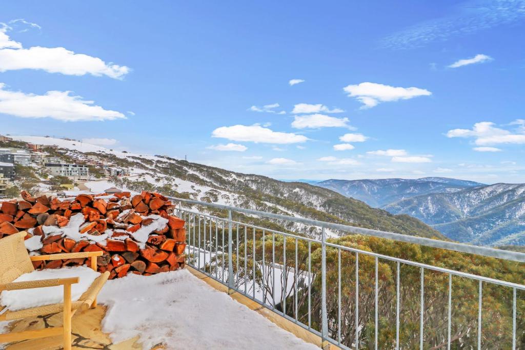 a balcony with a view of the mountains at MarkII 4 West in Mount Buller
