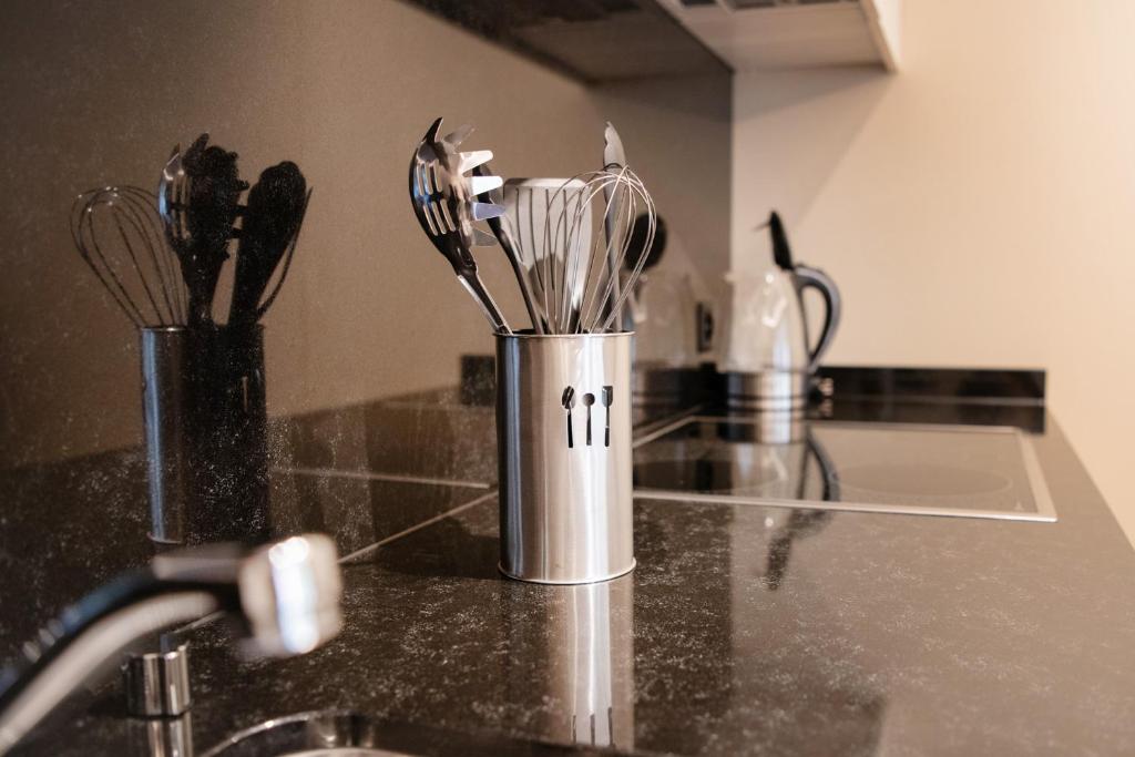 Kuchyň nebo kuchyňský kout v ubytování WAZ Wohnen auf Zeit - Flums