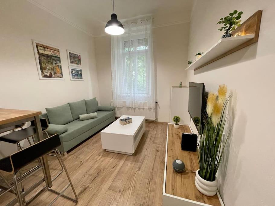 a living room with a couch and a table at DIZURA Apartments Szeged in Szeged