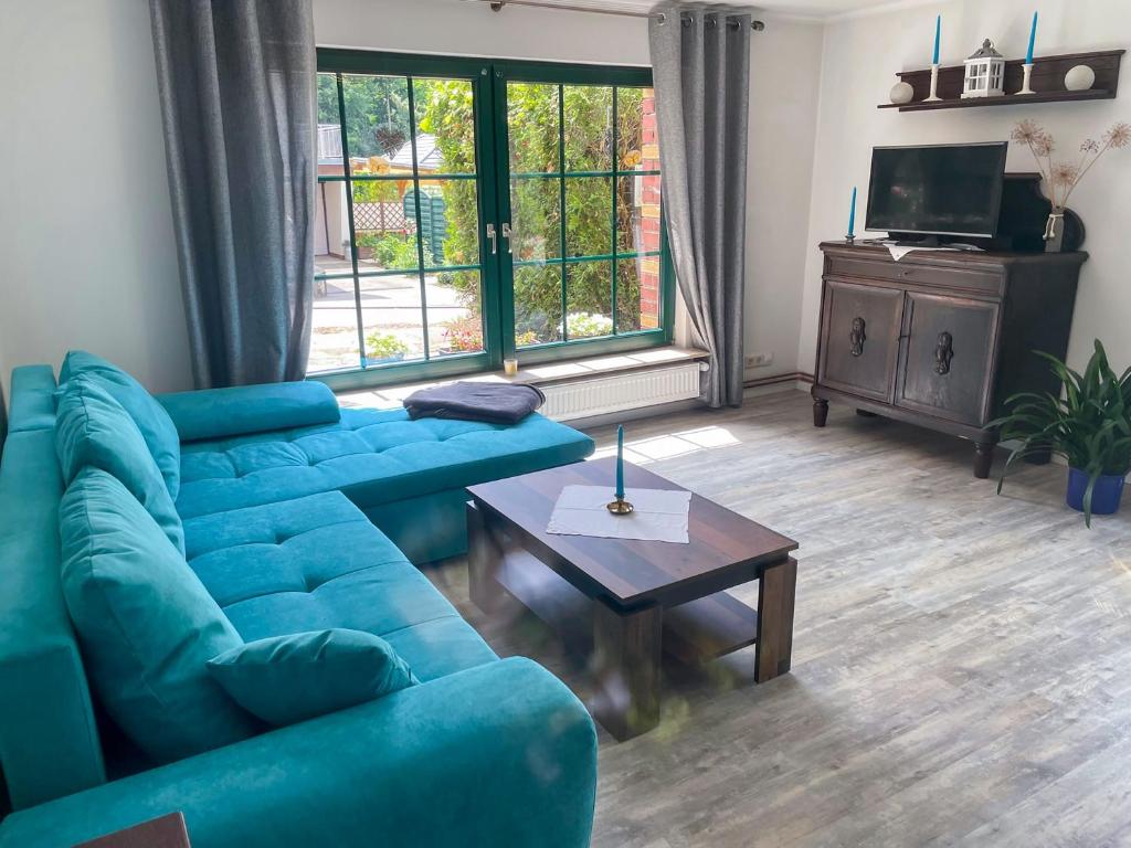 Χώρος καθιστικού στο Ferienwohnung am Wurlsee