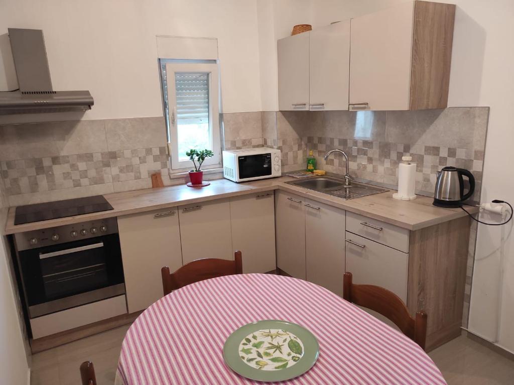 Kuchyň nebo kuchyňský kout v ubytování Apartmani Dominik