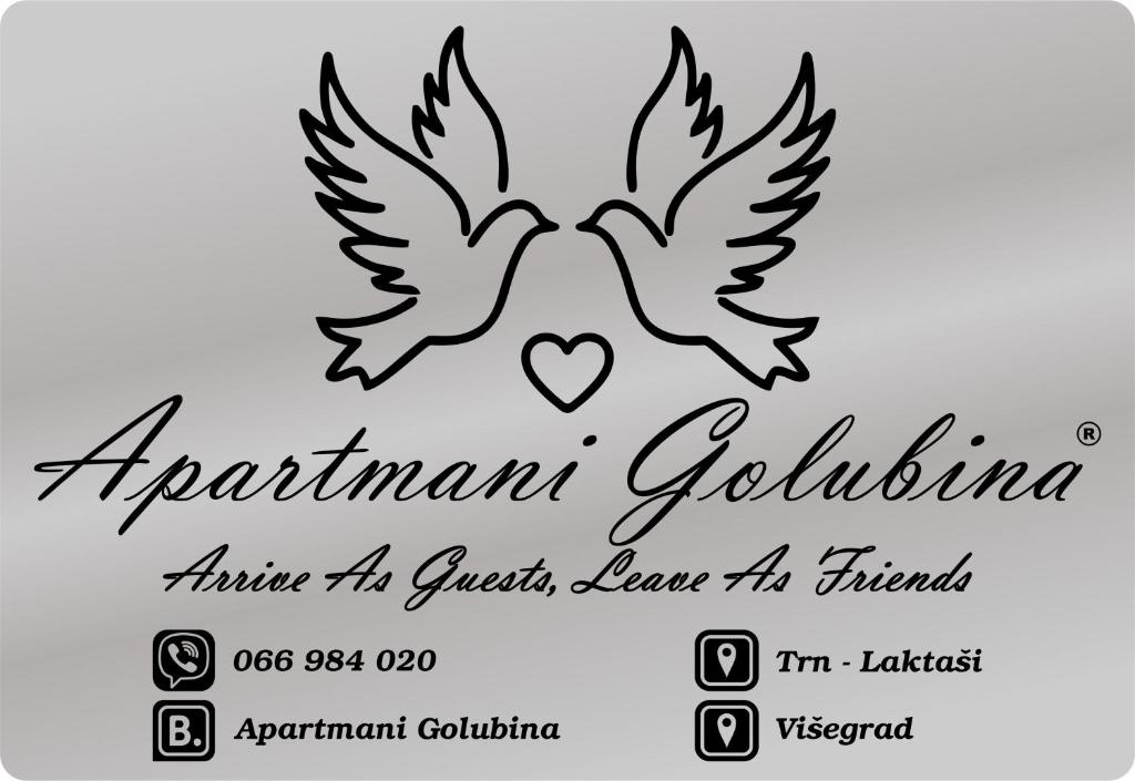 um par de pássaros com um coração no meio em Apartmani Golubina - Trn, Laktasi, BANJA LUKA em Grabljani