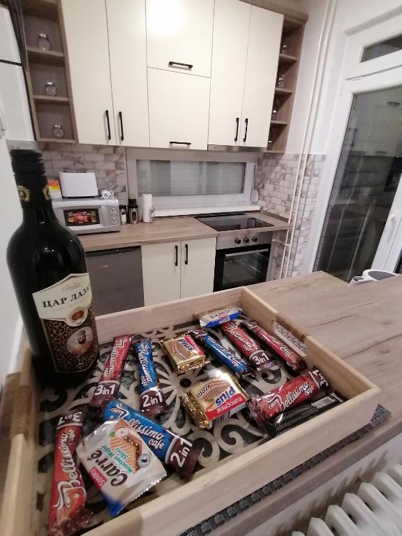 Kuchyň nebo kuchyňský kout v ubytování JM Apartman