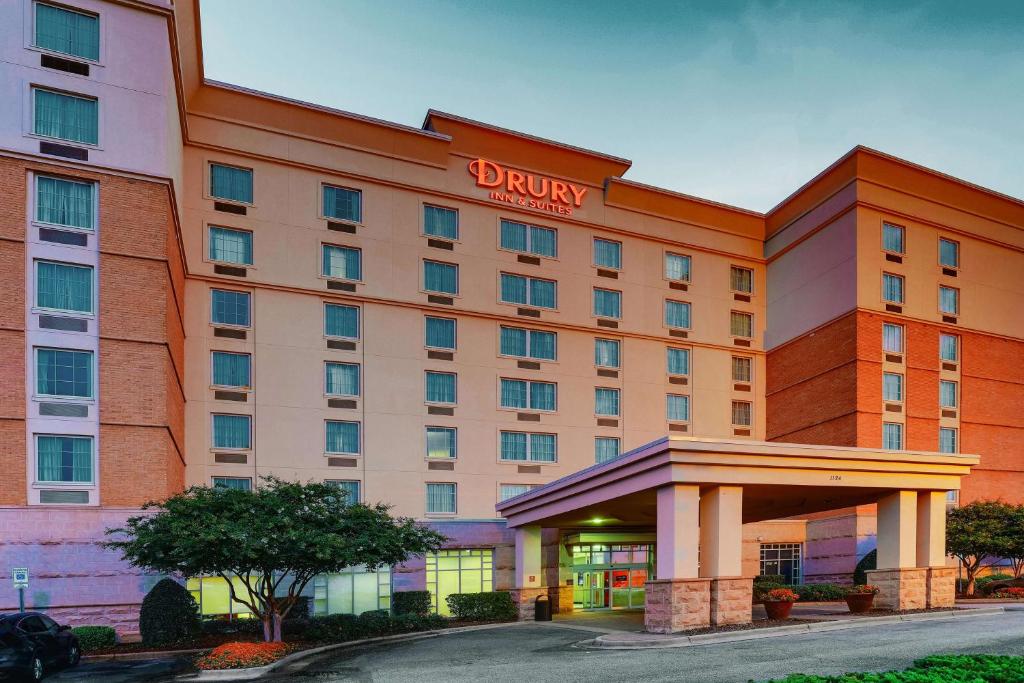 a hotel building with a trump sign on it at Drury Inn & Suites Montgomery in Montgomery