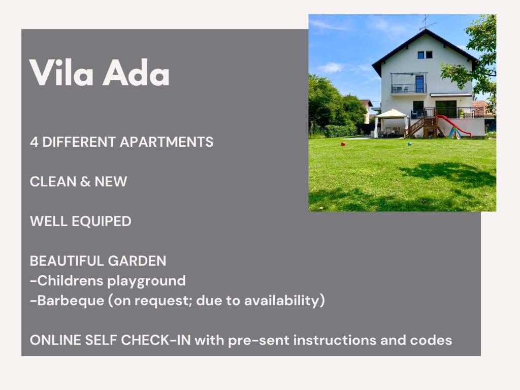 a screenshot of a webpage of a house at VILA ADA - Big Garden - 4 New Quiet Apartments - Free Parking in Ljubljana