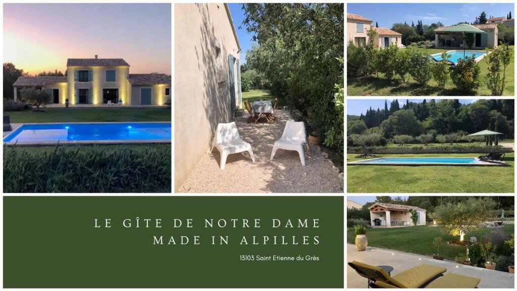 un collage de fotos de una casa y una casa en Gîte de Notre Dame, en Saint-Étienne-du-Grès