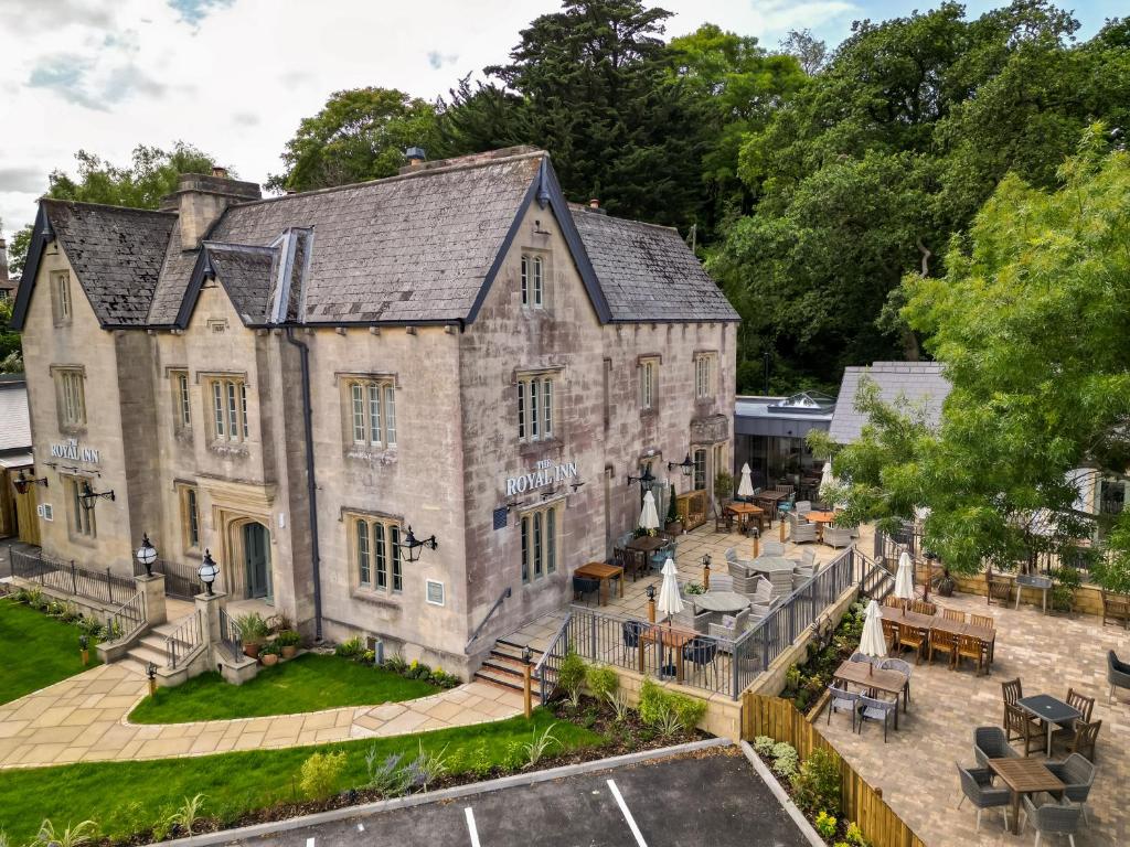 an aerial view of a large stone building with a patio at The Royal Inn by Chef & Brewer Collection in Bristol