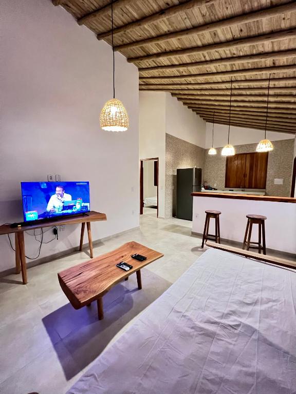TV a/nebo společenská místnost v ubytování Villa Sagui Trancoso