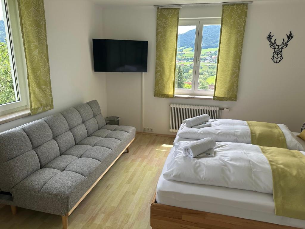 Voodi või voodid majutusasutuse Panoramablick Scheifling toas