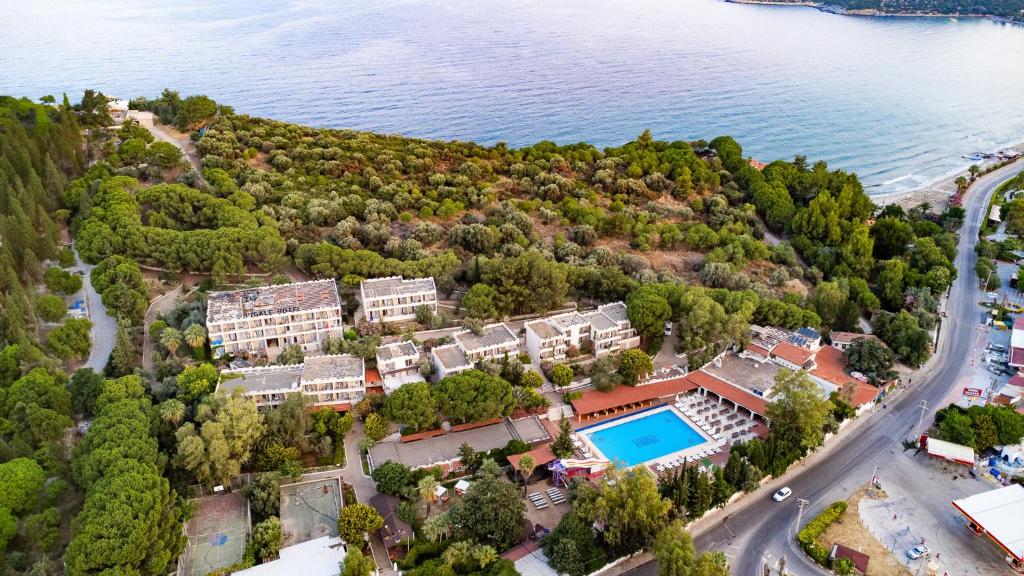 an aerial view of a resort next to the water at PİGALE BEACH RESORT in Kuşadası