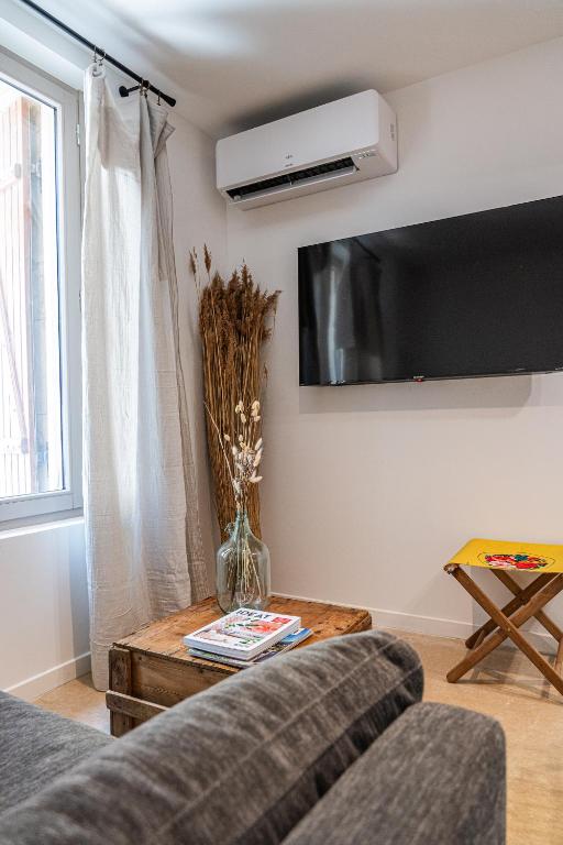 TV a/nebo společenská místnost v ubytování Maison Arthur