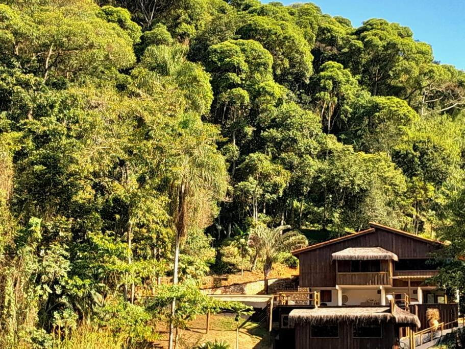 une maison en face d'une colline plantée d'arbres dans l'établissement Vila Koh Phi Phi, à Iporanga