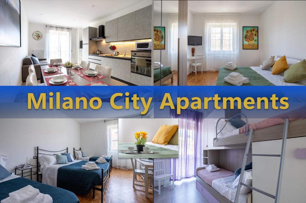 un collage de photos d'un petit appartement dans l'établissement Milano City Apartments - Parking and Comfort - Spacious Apt up to 8 Pax, à Milan