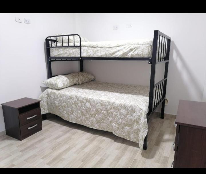 Postel nebo postele na pokoji v ubytování Acogedor apartamento en la ciudad de las araucarias