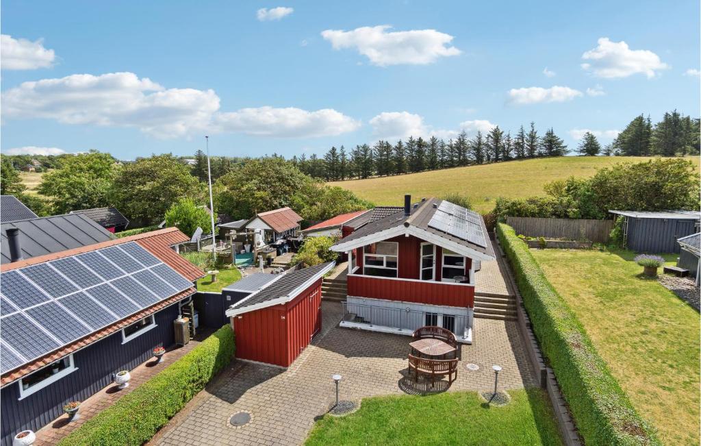 an overhead view of a house with solar panels on it at Stunning Home In Esbjerg V With Kitchen in Esbjerg