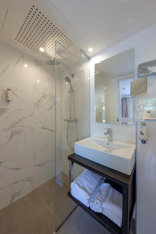Koupelna v ubytování Hotel Saint Christophe