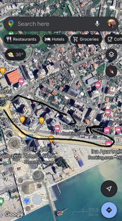 Nespecifikovaný výhled na destinaci Vlorë nebo výhled na město při pohledu z hotelu