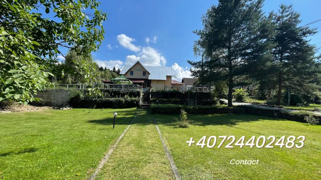 a large yard with a house in the background at Casa Eden in Sâmbăta de Sus