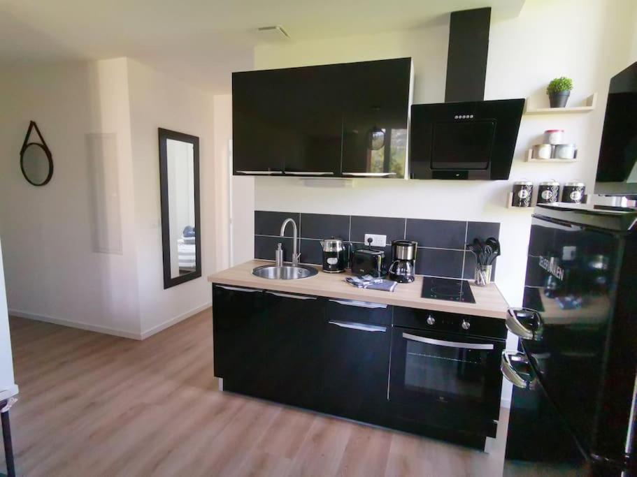 a kitchen with a sink and a counter top at LE MEDITERRANEEN *T2 (40m²) *WIFI*PARKING PRIVE* in Lourdes