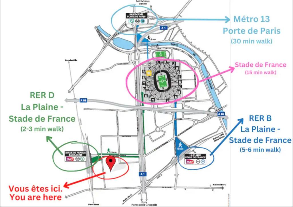 a schematic diagram of a parking lot at F4 lumineux proche du stade de France in Saint-Denis