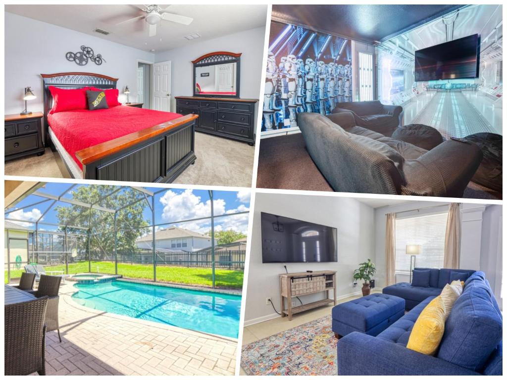 un collage de photos d'une chambre avec piscine dans l'établissement Christophers Windsor Hills Home, à Orlando