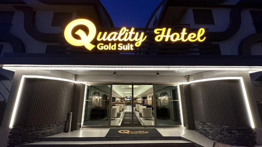 a building with a sign that reads validity hotel cold stuff at Quality Gold Suite Hotel in Antalya