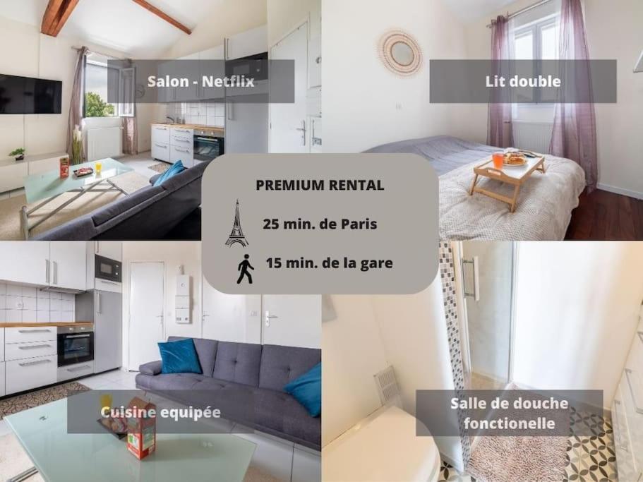 un collage de fotos de una sala de estar en ChicHome-26m2- 25 min PARIS, en Argenteuil
