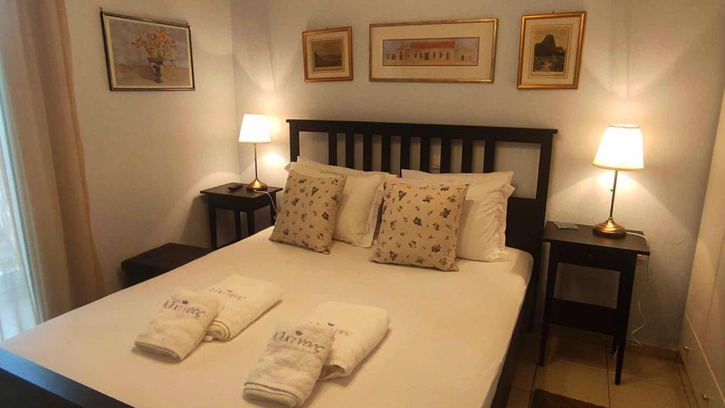 Posteľ alebo postele v izbe v ubytovaní Alkinoos Apt -Inspiring Living in Meteora -3BD