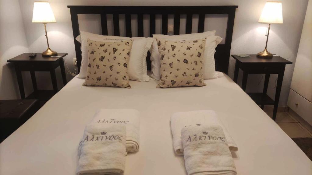 Posteľ alebo postele v izbe v ubytovaní Alkinoos Apt -Inspiring Living in Meteora -3BD