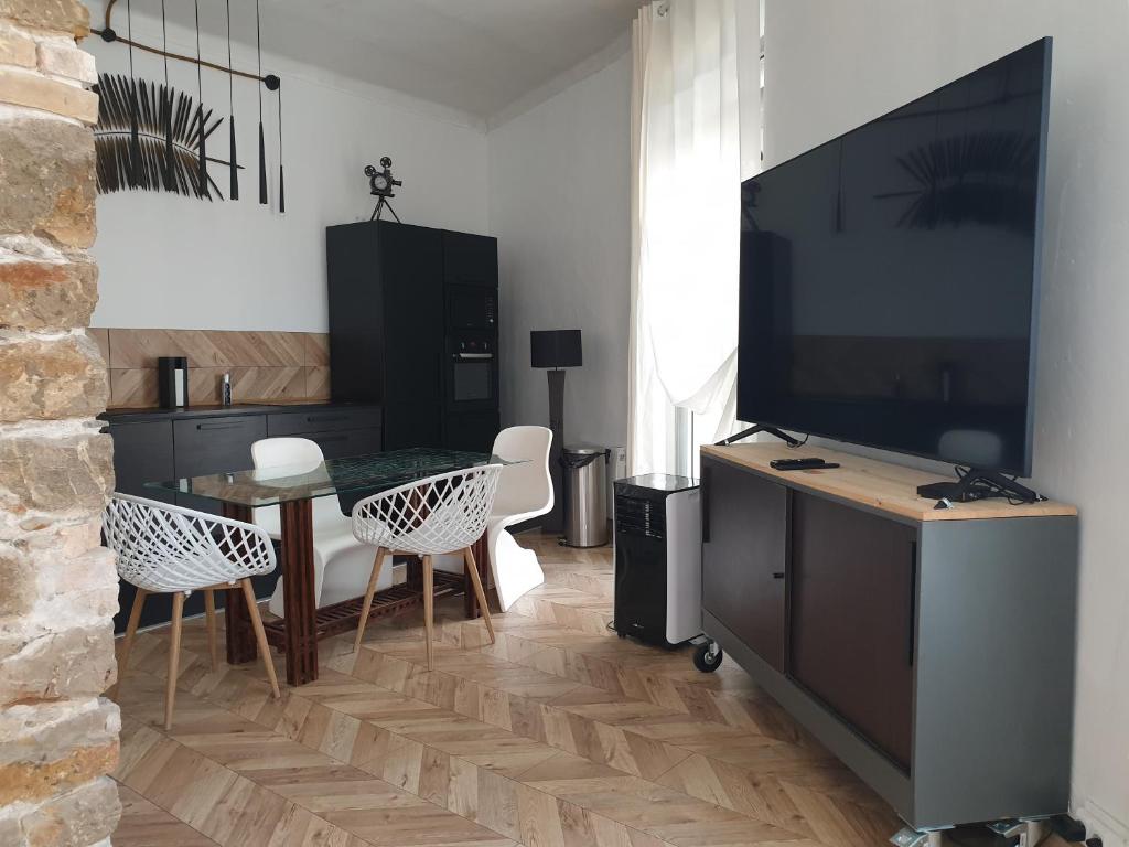 Televízia a/alebo spoločenská miestnosť v ubytovaní Appartement Loft ravissant de 60 m2 Nouveau