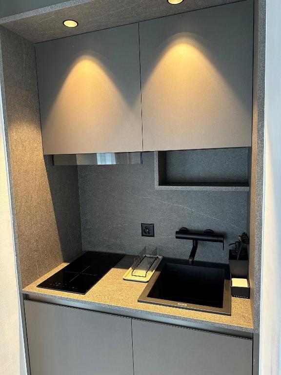 Kuchyň nebo kuchyňský kout v ubytování Hotel Sagitta