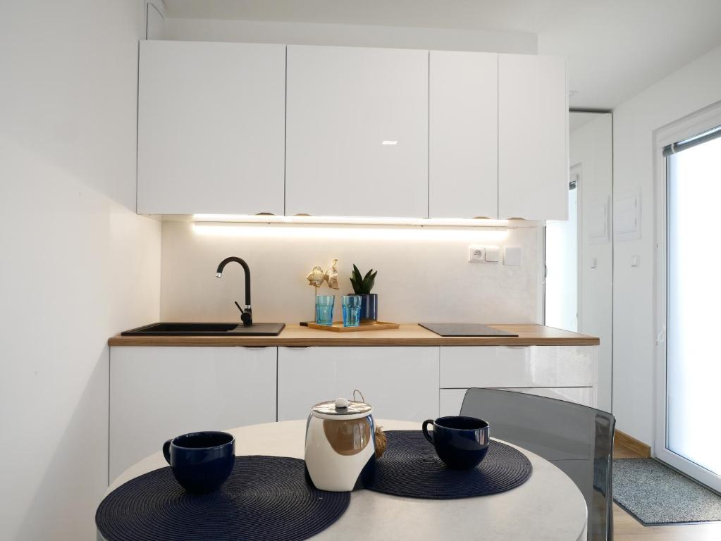 Kuchyň nebo kuchyňský kout v ubytování Apartmány Relax