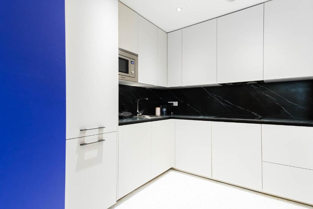 Kuchyň nebo kuchyňský kout v ubytování Apartamentos El Reloj