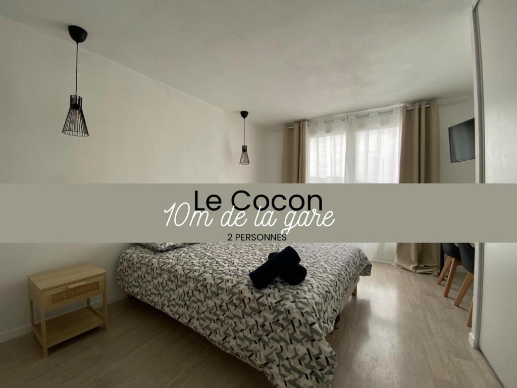 a bedroom with a bed in a room at Le Cocon - proche gare et centre ville in Lourdes