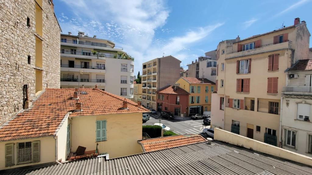 a view from the roof of a building at New two bedroom apartment with AC by the sea in Nice