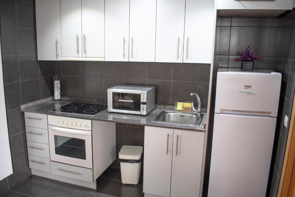 Kuchyň nebo kuchyňský kout v ubytování Apartamentos La Solana 3000