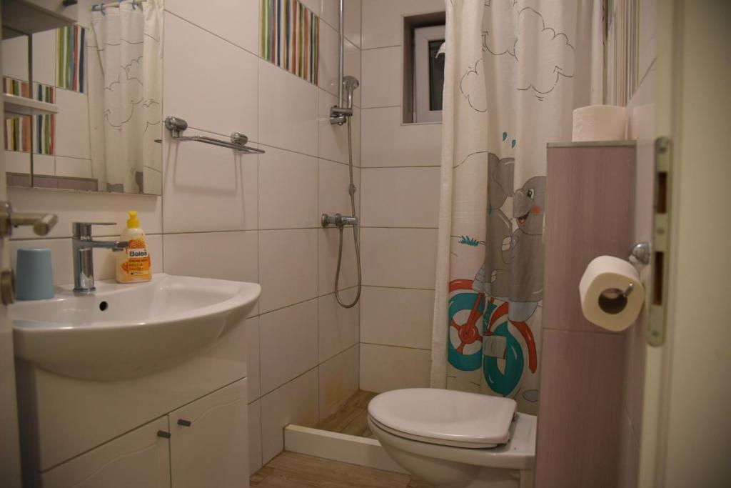 Koupelna v ubytování Apartments Pomalo