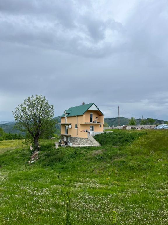 una casa en una colina en un campo de hierba en Jezerina, en Šavnik