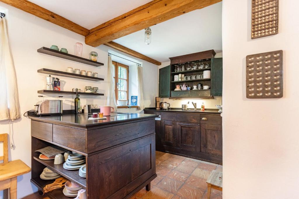 Kuchyň nebo kuchyňský kout v ubytování Landhaus Gustl
