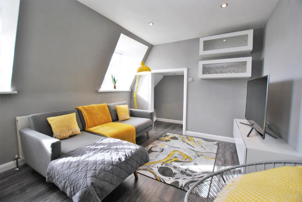 Et opholdsområde på Church Street 1BR Exec Apartment Central Windsor