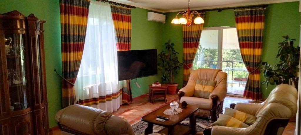 sala de estar con 2 sillas y TV en Vila Tahiri 2 en Golem