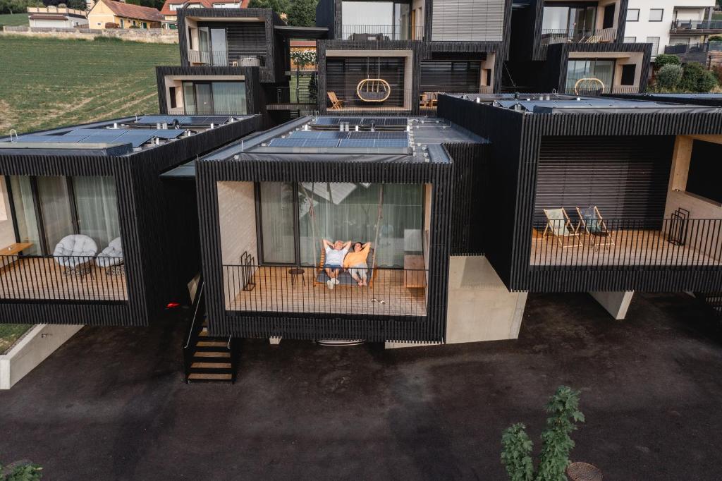 Ein Balkon oder eine Terrasse in der Unterkunft Stock & Stein Lodges