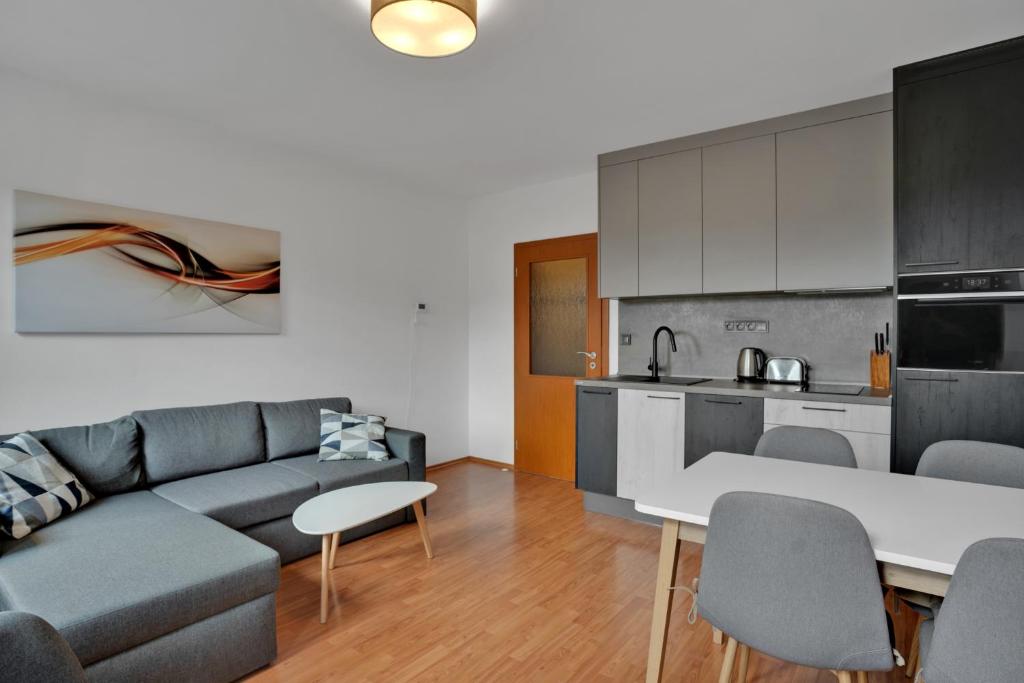 Kuchyň nebo kuchyňský kout v ubytování Mountain Apartment Klinovec Atomic