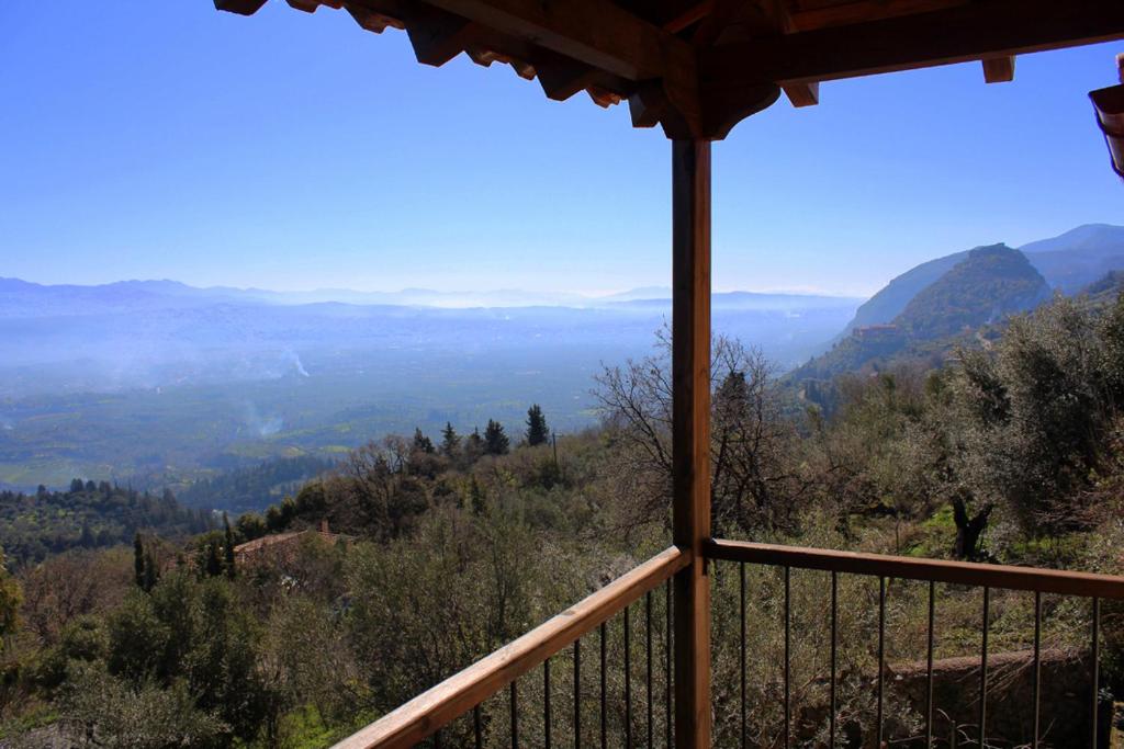 a view from a balcony of a mountain view at Mistra Estates Villa The Vine in Pikouliánika