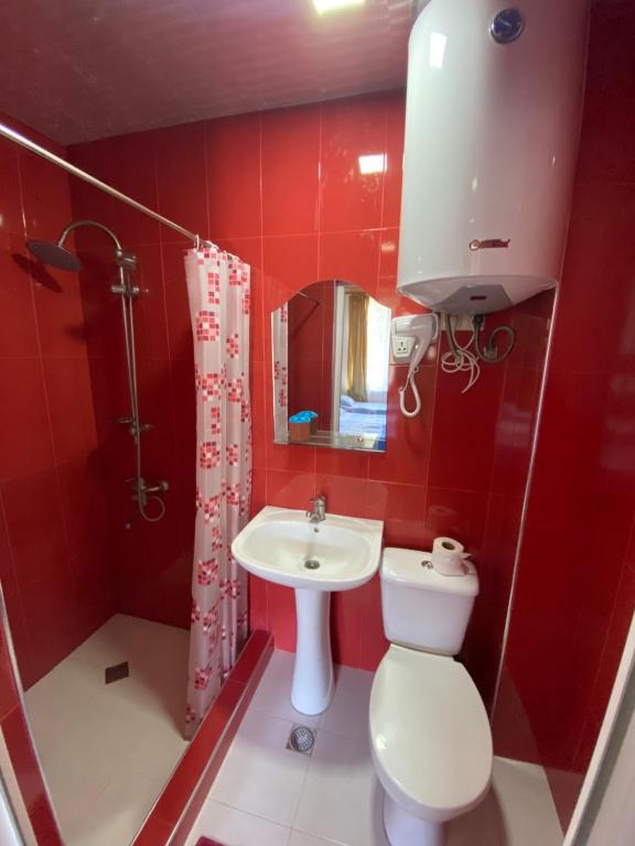 Koupelna v ubytování Hotel Aurora