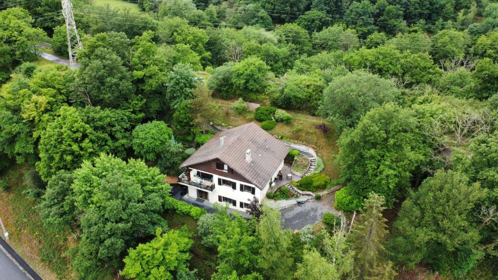 una vista aérea de una casa en el bosque en Camp paradis en Vireux-Molhain