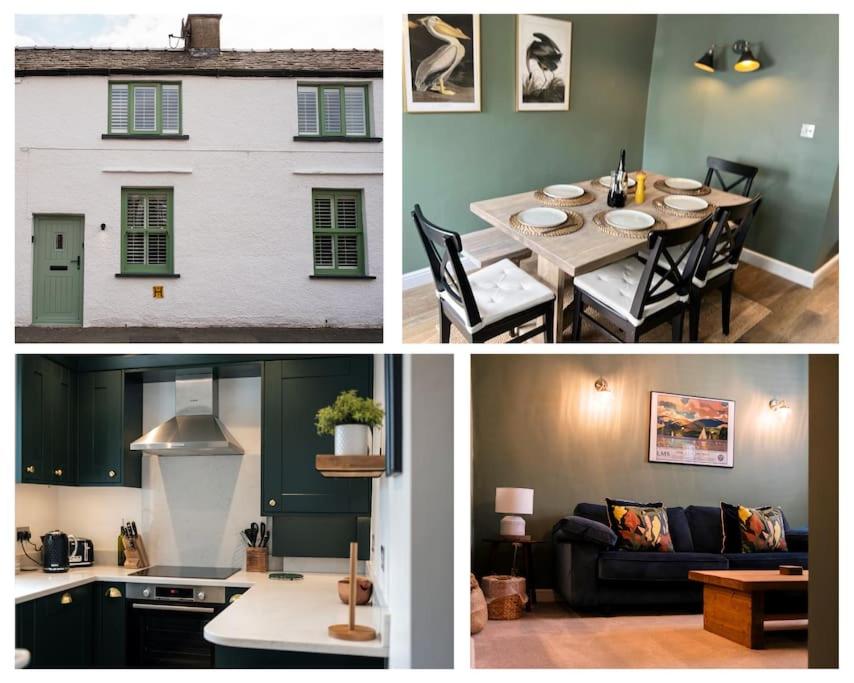 a collage of pictures of a kitchen and a living room at Cosy Lake District Cottage in Staveley