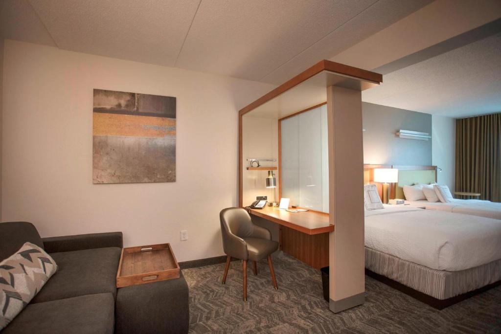 a hotel room with a bed and a desk at SpringHill Suites by Marriott Athens West in Athens