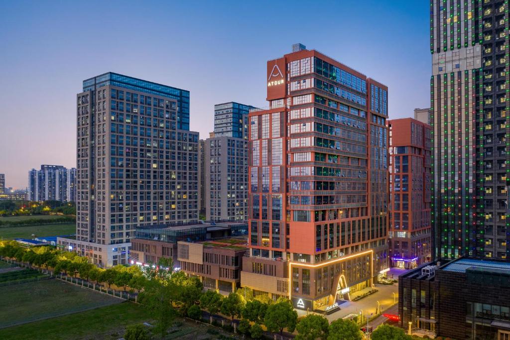 a view of a city with tall buildings at Atour Hotel Kunshan Chengdong Development Zone in Kunshan